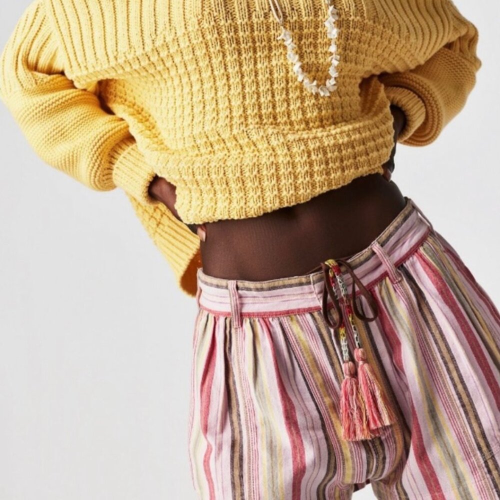 🖤 03 Free People Kahuna Pull On Harem Shorts in Pink Combo NWOT Size XS
